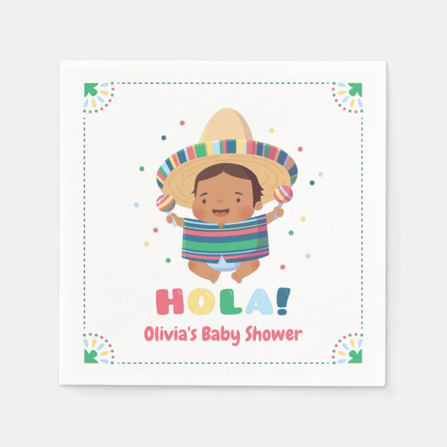 Hola Mexican Boy Fiesta Baby Shower Supplies Pappersservett (Framsidan)