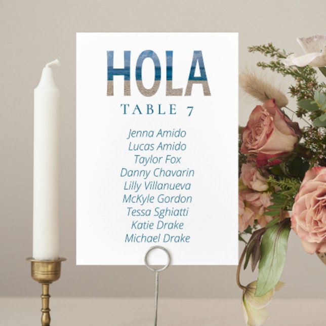 Hola Mexico Beach Wedding Sittplatskort Bordsnummer (Skapare uppladdad)
