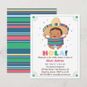 Hola Mexikansk Pojke Fiesta Baby Shower Inbjudningar