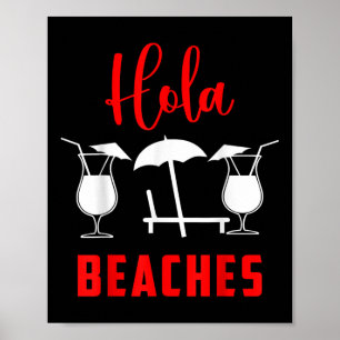 Hola Pineapple Soda Girl på stränderna i solnedgån Poster