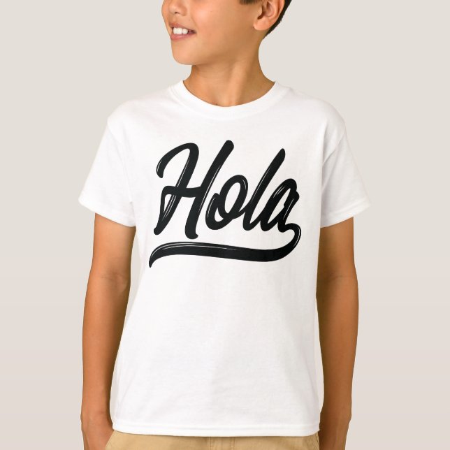 Hola Script (svart) T Shirt (Framsida)