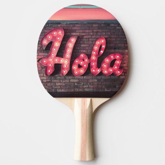 Hola Spansk Hej Neon Sign Pingisracket (Framsidan)