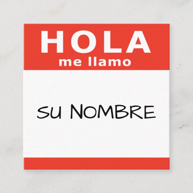 hola su nombre rojo square fyrkantigt visitkort (Framsida)