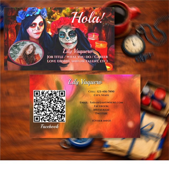 Hola Vallarta Catrinas 1718 QR Code Calling Card Visitkort (Skapare uppladdad)
