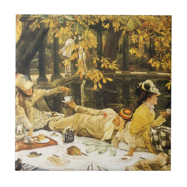 Holaily, Picnic av James Tissot, Victorian Art Kakelplatta (Framsidan)