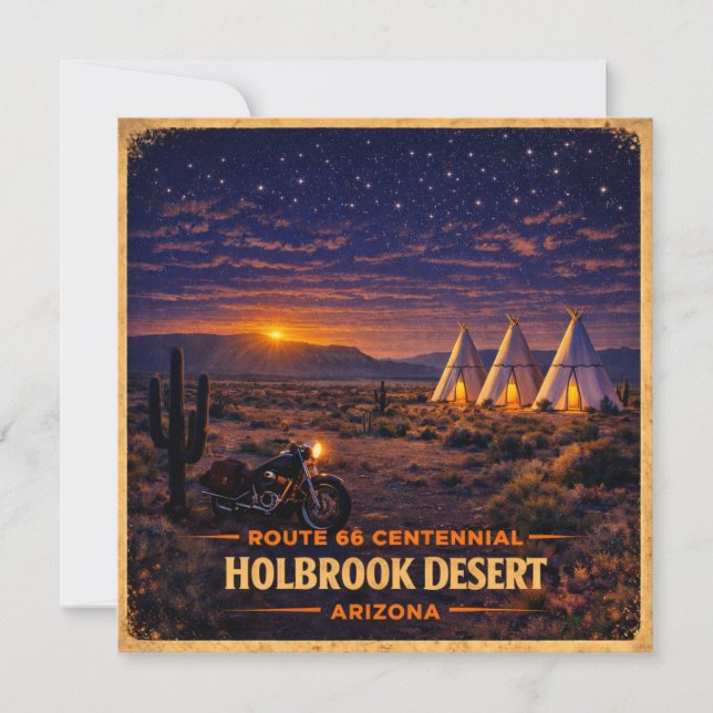 Holbrook Arizona 100-års ökenwigwam-natt Kort (Framsida)