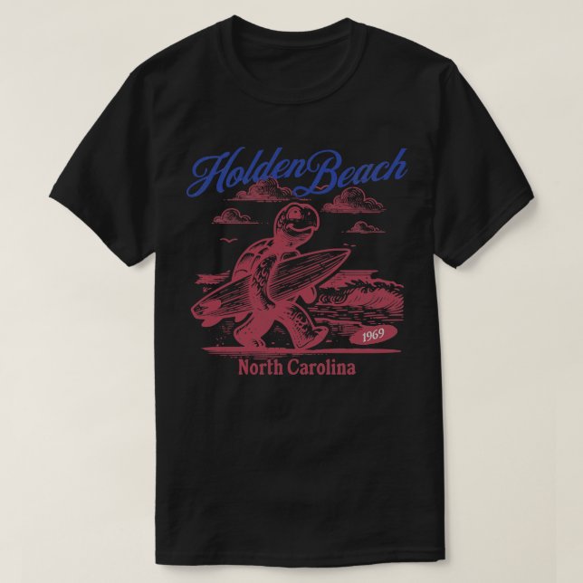 Holden Beach North olina Surfing Sea Turtle T Shirt (Design framsida)