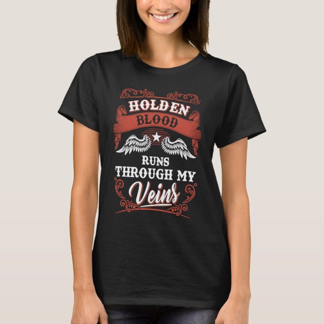 Holden blood runs through my veins family christma t shirt (Framsida)