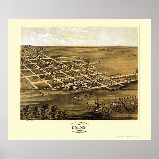 Holden, MO Panoramic Karta - 1869 Poster (Framsidan)