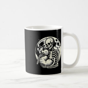 Holding Cat Spooky Skull Halloween Gothic Kattunge Kaffemugg