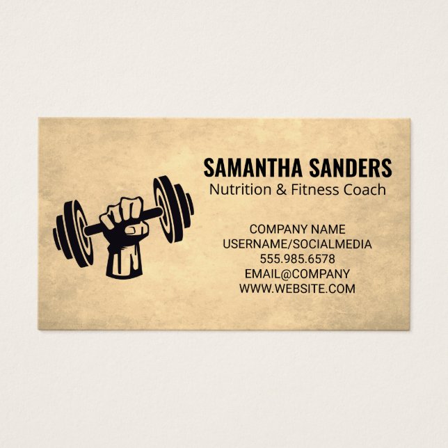 Holding Dumbbell Weight | Fitness Visitkort (Framsidan)