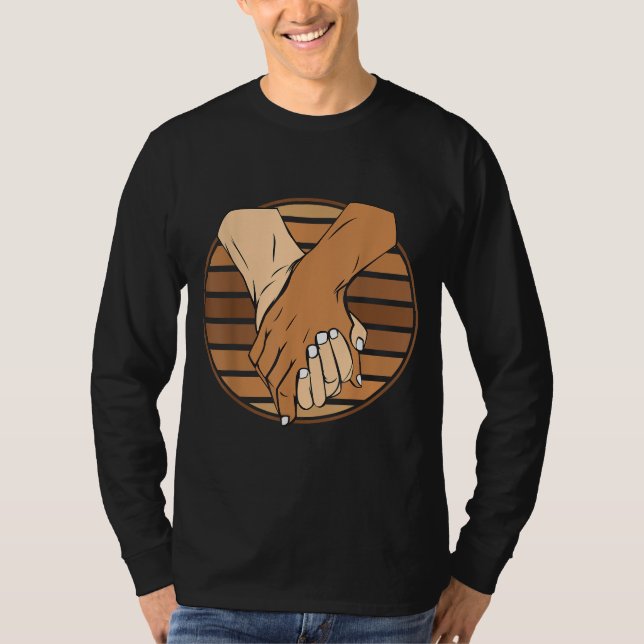 Holding Händer Black History Month BLM Melanin Cou T Shirt (Framsida)