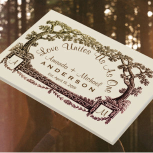 Holding Händer Personlig Rustic Träd Bröllop Gästböcker