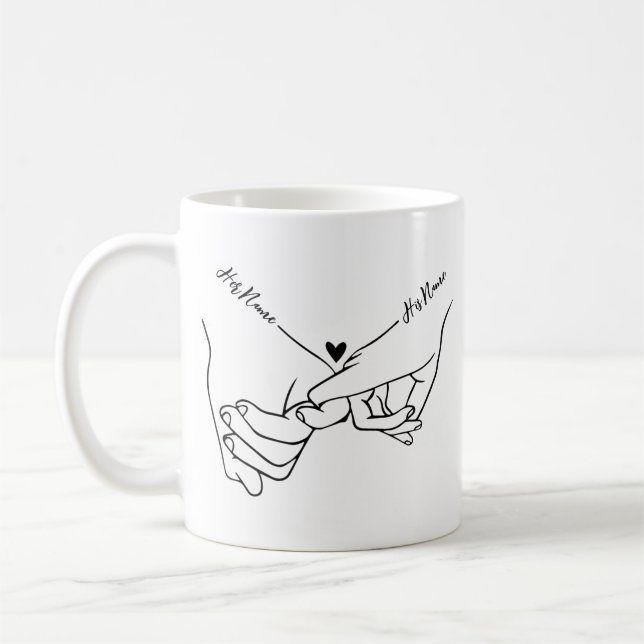 Holding Hands Custom Name Valentine Mug Kaffemugg (Vänster)