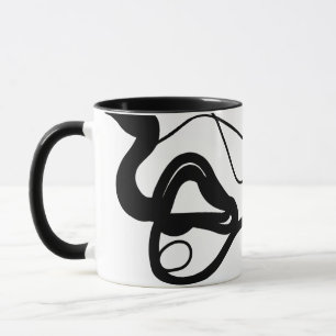 Holding Mönster: Abstrakt Black, White, Grått & Re Mugg