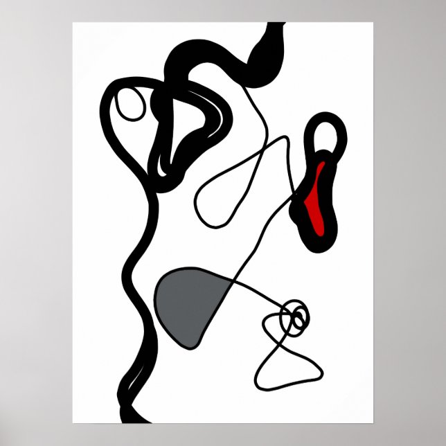 Holding Mönster: Abstrakt Black, White, Grått & Re Poster (Framsidan)