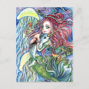 Holding Narwhal Baby - Sjöjungfru Art Vykort