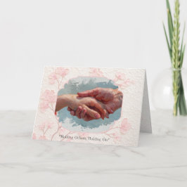 Holding other, Holding On - Rosa Ribbon Caregiver Kort