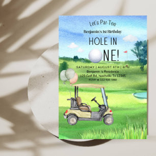 Hole in One 1-års födelsedag - Pojke Golf Första f Inbjudningar