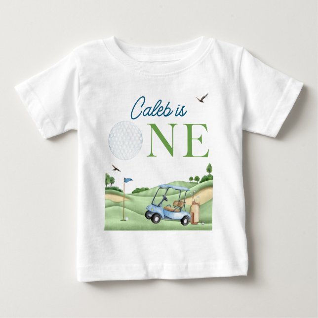 Hole In One Boy Golf First Birthday Par-Tee T Shirt (Framsida)