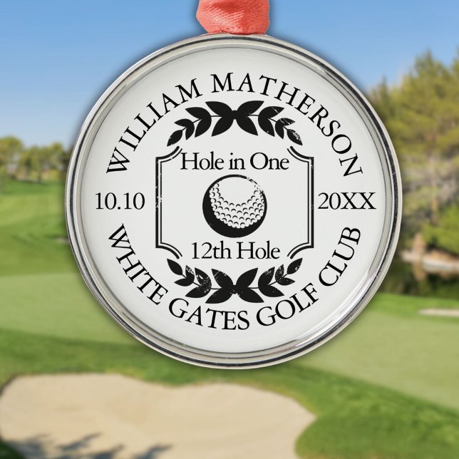 Hole in One Classic Personlig Golf Julgransprydnad Metall (Hole in One Classic Personalised Golf Metal Ornament)