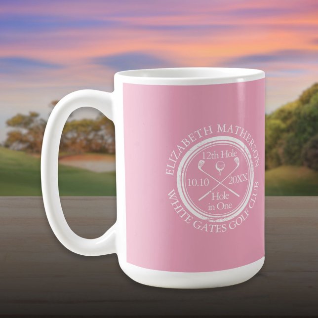 Hole in One Classic Rosa Feminina Golf Kaffemugg (Hole in One Classic Pretty Feminine Pink Golf Coffee Mug)