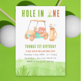 Hole In One First Birthday Party Inbjudningar