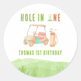 Hole In One Första Födelsedagsfest Runt Klistermärke