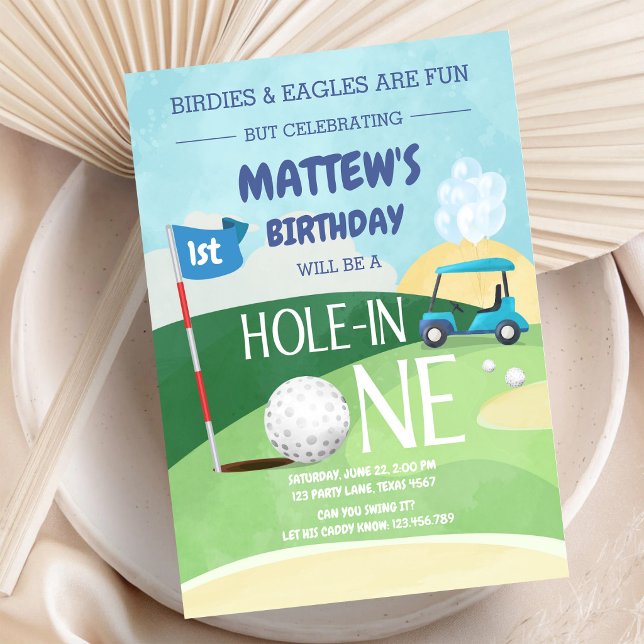 Hole In One Golf Let's Par-tee Födelsedagsinbjudan Inbjudningar (Skapare uppladdad)