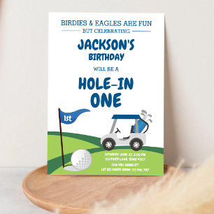 Hole In One Golf Par-tee 1-års födelsedagsinbjudan Inbjudningar