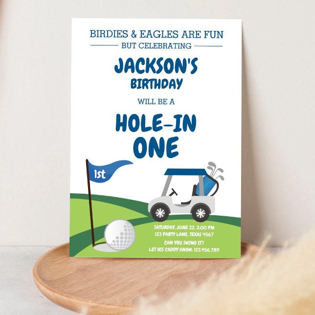 Hole In One Golf Par-tee 1-års födelsedagsinbjudan Inbjudningar (Skapare uppladdad)