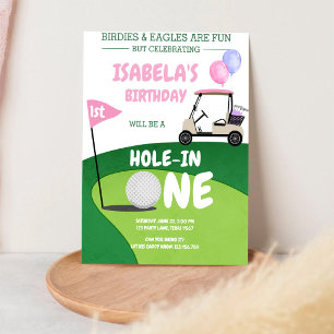 Hole In One Golf Par-tee 1-års födelsedagsinbjudan Inbjudningar
