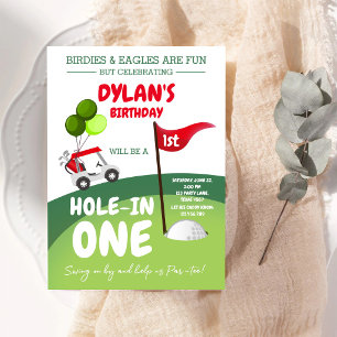 Hole In One Golf Par-tee 1-års födelsedagsinbjudan Inbjudningar