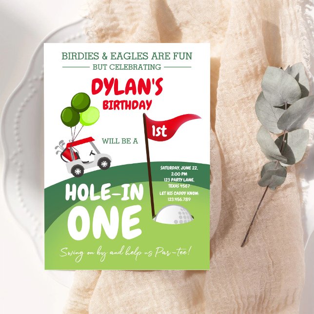 Hole In One Golf Par-tee 1-års födelsedagsinbjudan Inbjudningar (Skapare uppladdad)