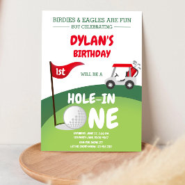 Hole In One Golf Par-tee 1-års födelsedagsinbjudan Inbjudningar