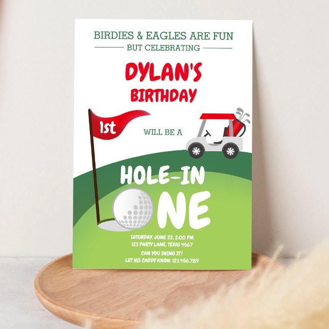 Hole In One Golf Par-tee 1-års födelsedagsinbjudan Inbjudningar (Skapare uppladdad)