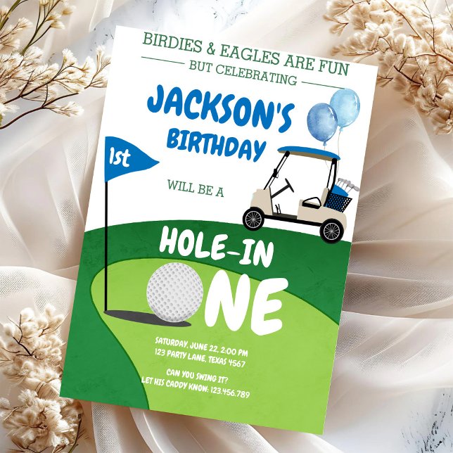 Hole In One Golf Par-tee 1-års födelsedagsinbjudan Inbjudningar (Skapare uppladdad)