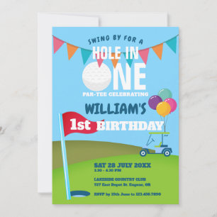 Hole In One Golf Partee 1-årsfest Inbjudningar