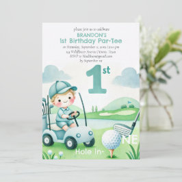 Hole in One Golf Pojke 1-års Födelsedags Par-Ty Inbjudningar