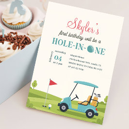 Hole In One Golf Pojke Flicka Första Födelsedagsfi Inbjudningar