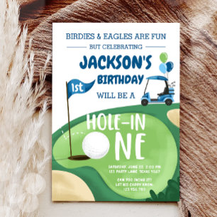Hole In One Golf Pojke Första Födelsedags Par-Tee  Inbjudningar
