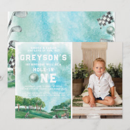 Hole In One Golf Pojkens Första Födelsedag Par-Ty Inbjudningar