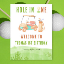 Hole In One Golf Välkomst Födelsedagsfest Poster