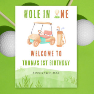 Hole In One Golf Välkomst Födelsedagsfest Poster