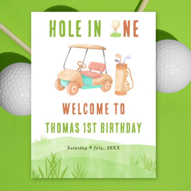 Hole In One Golf Välkomst Födelsedagsfest Poster (Skapare uppladdad)