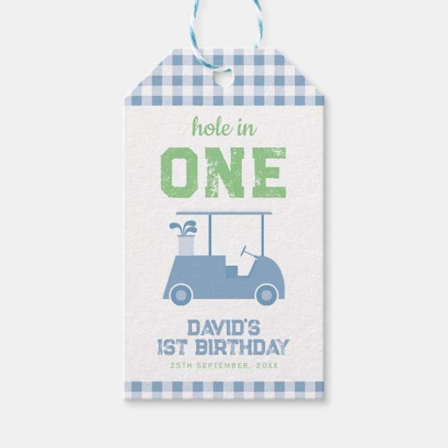 Hole in One Par Tee Boy Birthday Thankyou Presentetikett (Framsidan)