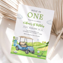 Hole In One Par-tee Golf Pojke 1-års Födelsedagsin