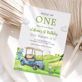 Hole In One Par-tee Golf Pojke 1-års Födelsedagsin Inbjudningar