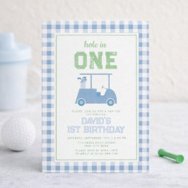 Hole in One Par Tee Pojke 1-årsdag Inbjudningar