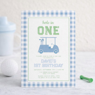 Hole in One Par Tee Pojke 1-årsdag Inbjudningar